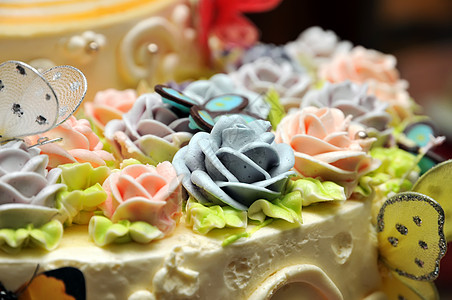 鲜花蛋糕巧克力圆形奶油婚礼派对装饰庆典玫瑰甜点花朵图片