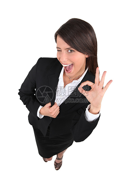 商业妇女眨眼头发棕色经理秘书销售量女性白色套装工作工作室图片