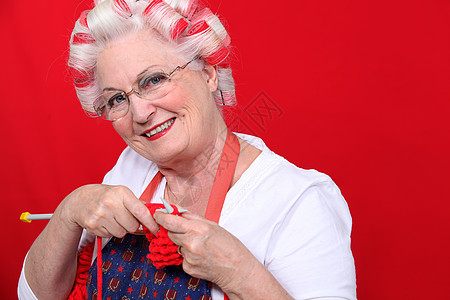 老年妇女编织针织工艺别针治疗精神针尖女士工作服饰棉布图片