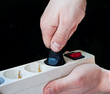 电插件别针绳索手指连接器生活男性电气塑料插头标准图片