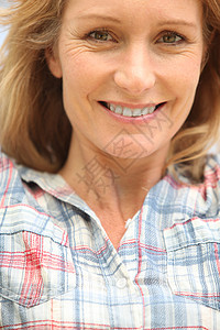 近三十几岁女人的缝合微笑牙齿告密者线条成人长发女性眼睛格子笑声图片