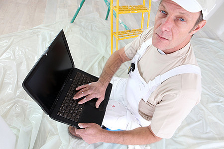 计算机绘画器改革工作楼梯工匠白色受保护黄色男性办公室时间图片