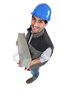梅森带着微风块小路石匠夹克工人路面石工头盔石头建设者栏杆图片