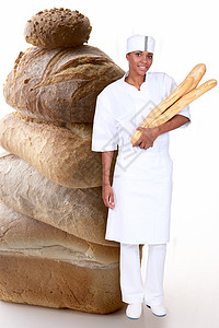 女面包师照片合影图片