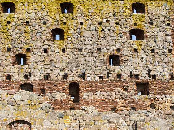 汉默苏斯文化遗产海盗石头城堡国王废墟红色窗户旅行图片