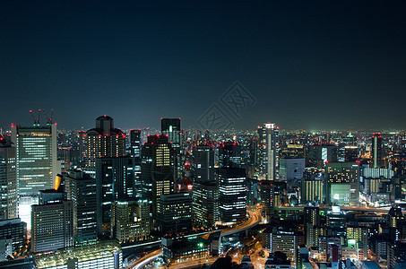 夜中大阪天线全景观光基础设施建筑物办公室游客地标商业旅游景观图片