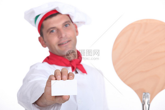披萨厨师肖像名片帽子工作餐厅电话号码广告命令食物客户送货图片