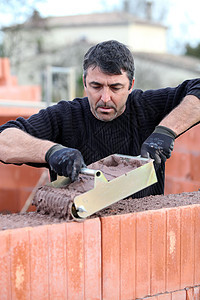 Bricklayer 盖一栋房子建筑瓦工男性结构水泥蓝领石工工具男人房地产图片