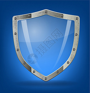 盾牌图标安全金属警卫保障防御玻璃灰色保卫监护人插图背景图片