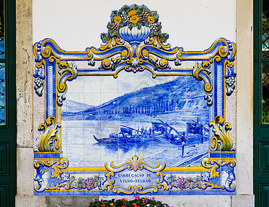 平豪 杜罗谷 波尔等地火车站的瓷砖艺术装饰蓝色外观河谷绘画图片