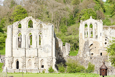 英国北约克郡Rievaulx修道院废墟教会历史性建筑世界历史位置旅行景点外观建筑学图片