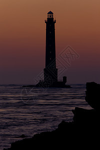 法国诺曼底海牙角 灯塔导航世界建筑学天空红色极光气氛海洋海域剪影图片