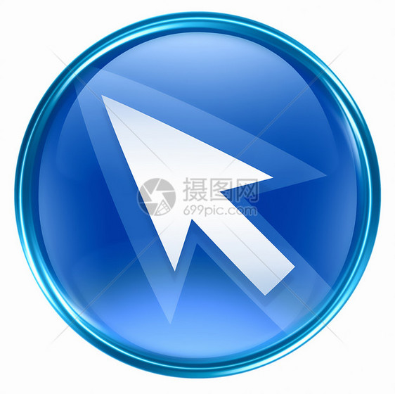 箭头图标蓝色 在白色背景上孤立光标玻璃力量老鼠技术互联网身份电子商务网页按钮图片
