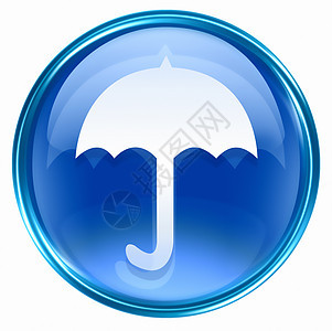 伞状图标蓝色 在白色背景上孤立讯息邮箱网页互联网圆圈服务电脑反射按钮警告图片