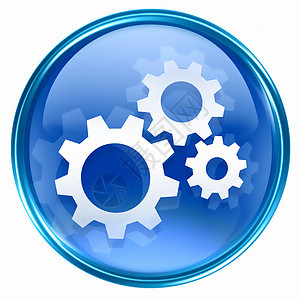 工具图标蓝色 在白色背景上孤立建设者网络按钮圆圈钥匙反射维修网页工业玻璃图片