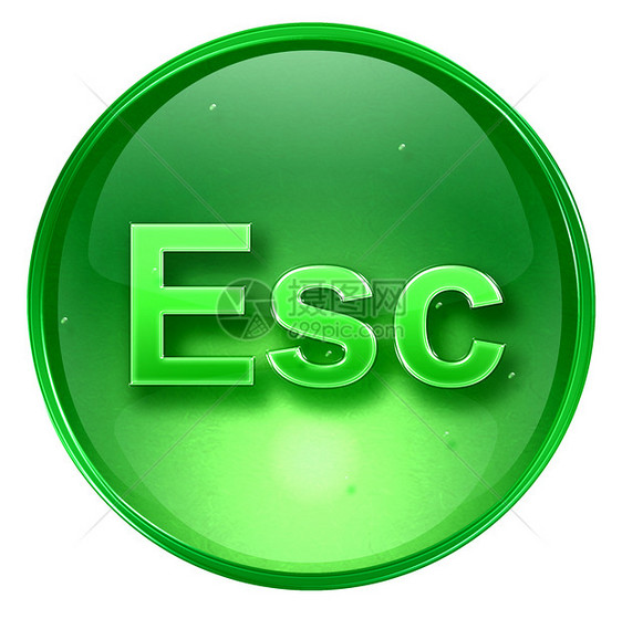 Esc 图标绿色 在白色背景上孤立图片