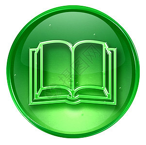 图标绿色 在白色背景中孤立打印文学玻璃创造力教育图书馆学校网站网页文档图片
