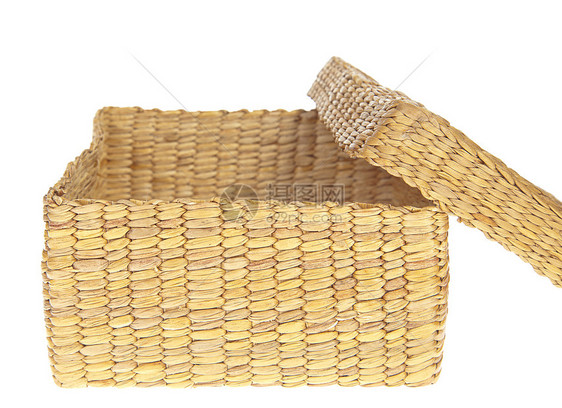 白背景上孤立的开天球篮子编织棕褐色园艺工艺麻布购物野餐夹板礼物螺旋图片
