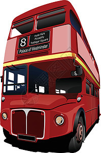 伦敦双双Decker红色巴士 矢量插图运输司机稀有性车辆民众旅行甲板图片