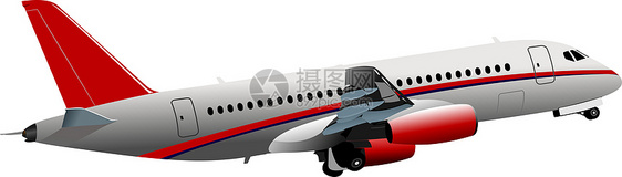 乘客飞机在空中飞行 矢量插图跑道旅行天空交通商业运输机场车辆翅膀飞机场图片
