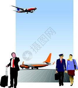 机场场景 设计师矢量插图飞行飞机交通大厅女士翅膀跑道旅行男人乘客图片