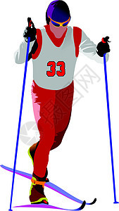 滑雪选手的彩色光影 矢量插图男人锦标赛竞赛速度女性训练跑步运动比赛图片
