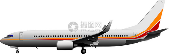 乘客飞机在空中飞行 矢量插图商业运输天空翅膀旅行车轮飞机场跑道车辆机场图片