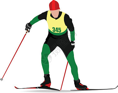 滑雪选手的彩色光影 矢量插图运动训练男人比赛速度锦标赛竞赛跑步女性图片