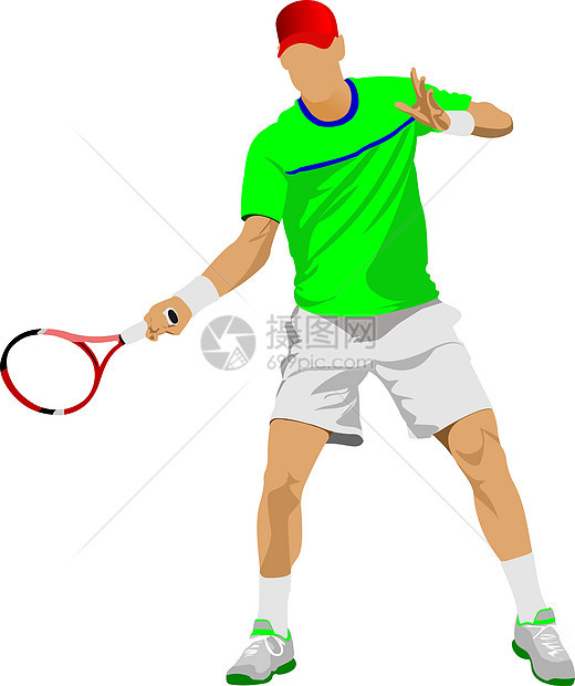网球玩家 设计师的彩色矢量插图行动运动游戏比赛锦标赛服务法庭爱好速度草地图片