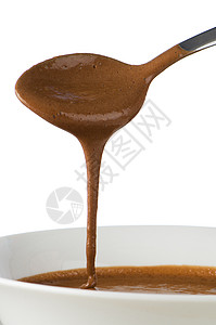 巧克力滴水甜点牛奶水平勺子糖果奶油液体棕色图片