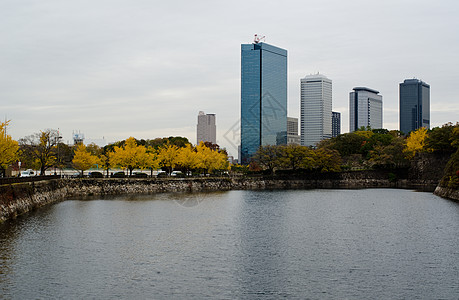 日本大阪城公园大阪商业园建筑市中心公园地标天空首都商业海拔高楼城市背景