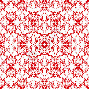 无缝裁缝花类模式叶子装饰条纹白色插图墙纸绘画红色创造力背景图片