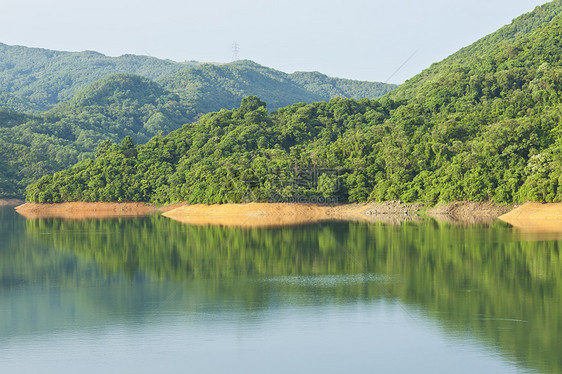 湖泊和森林场地旅行风景太阳植物木头荒野阳光场景蓝色图片