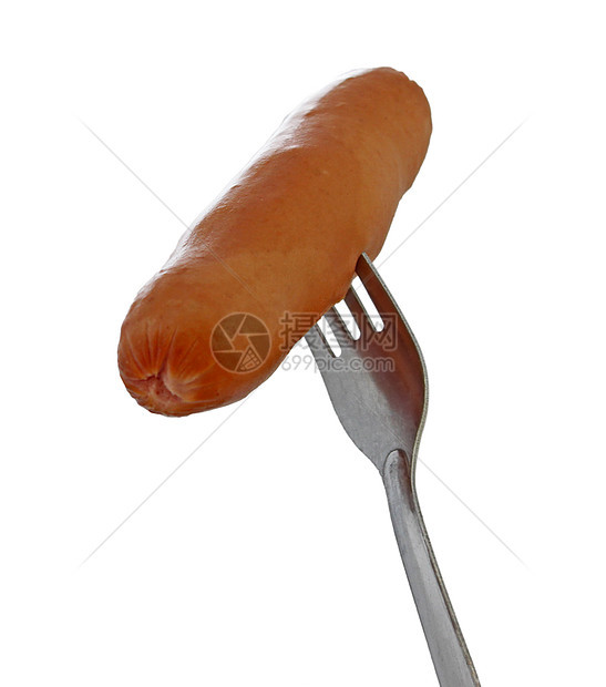 叉子上的香肠营养食物白色图片