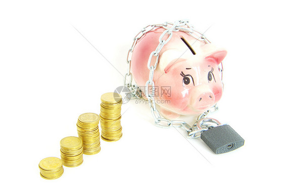 货币保险现金经济钱盒节约硬币储蓄挂锁安全银行图片