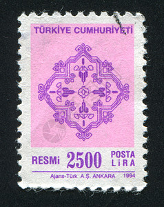 土耳其语模式装饰品椭圆邮票火鸡海豹卷曲植物邮戳集邮邮资图片