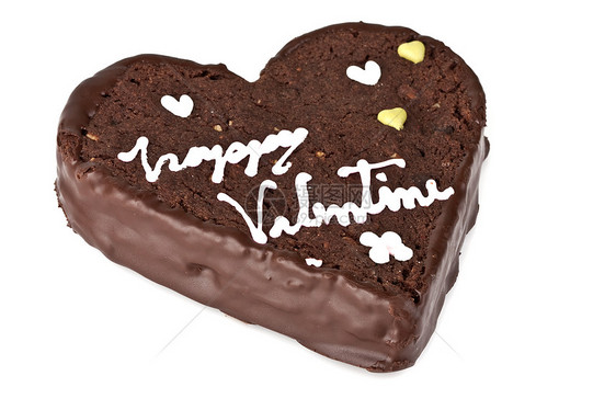 巧克力蛋糕的心形片糕点碳水生日面包巧克力甜点白色庆典化合物派对图片