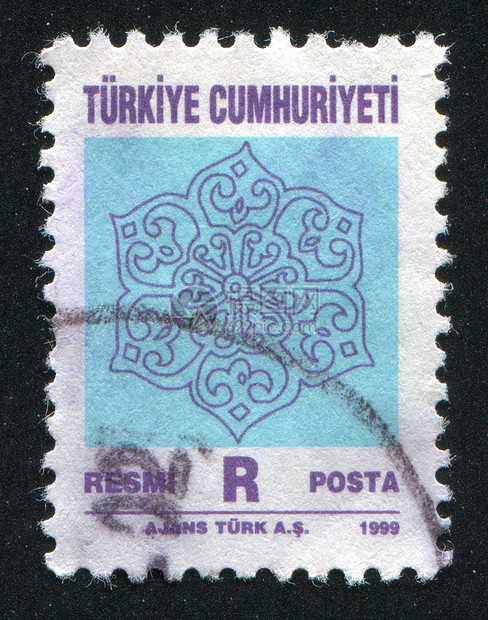 土耳其语模式数字邮票漩涡椭圆卷曲集邮装饰品火鸡植物艺术图片