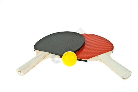 白背景上孤立的网球打网球和球闲暇分数软垫挑战娱乐乒乓游戏木头球拍乒乓球图片