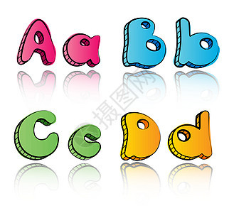 纸面背景上的卡通字母 - ABCD图片