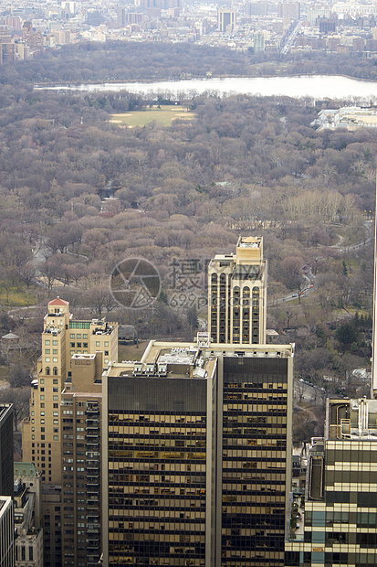 中央公园视图晴天草地景观反射办公室天空闲暇池塘花园摩天大楼图片