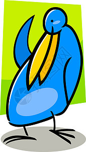 鸟儿的卡通涂鸦漫画草图剪贴卡通片蓝色快乐插图绘画吉祥物图片