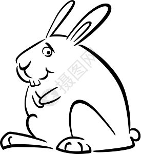 涂色用兔子的卡通图纸白色草图吉祥物剪贴黑色染色绘画漫画插图涂鸦图片