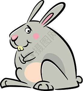 兔子的卡通涂鸦插图灰色卡通片吉祥物绘画野兔草图漫画快乐剪贴图片