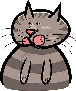 猫的卡通涂鸦宠物虎斑草图漫画绘画灰色吉祥物插图卡通片小猫图片