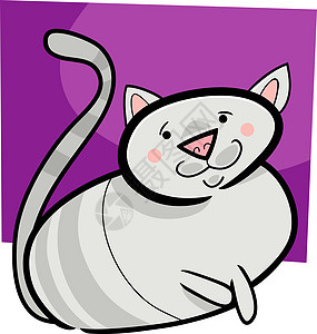 猫的卡通涂鸦小猫卡通片虎斑草图吉祥物动物快乐插图猫科灰色图片