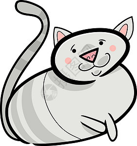 猫的卡通涂鸦动物绘画猫科草图虎斑吉祥物插图漫画灰色宠物图片