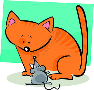 猫和老鼠的卡通涂鸦绘画朋友们宠物插图红色灰色吉祥物卡通片虎斑快乐图片