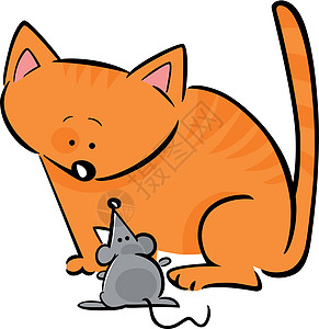 猫和老鼠的卡通涂鸦吉祥物漫画朋友们卡通片虎斑猫科动物插图宠物绘画小猫图片