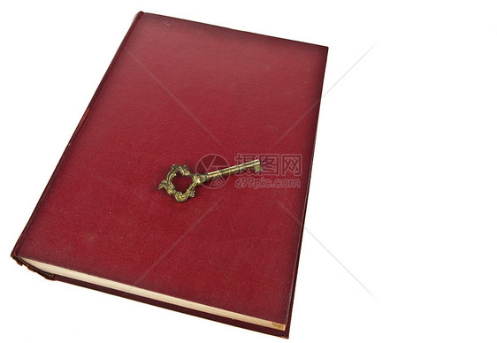 在白背景上孤立密钥的旧书出版物古董智慧知识小说学习解决方案钥匙秘密文档图片